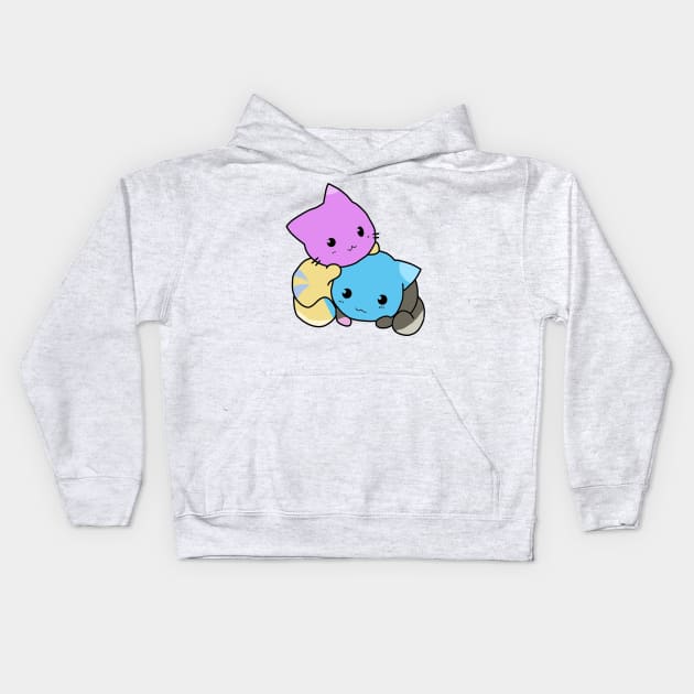 cute cats hug Kids Hoodie by Yaman